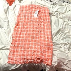 Pink plaid midi skirt